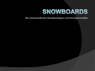 SNOWBOARDS Die unterschiedlichen Snowboardtypen und ihre Eigenschaften 