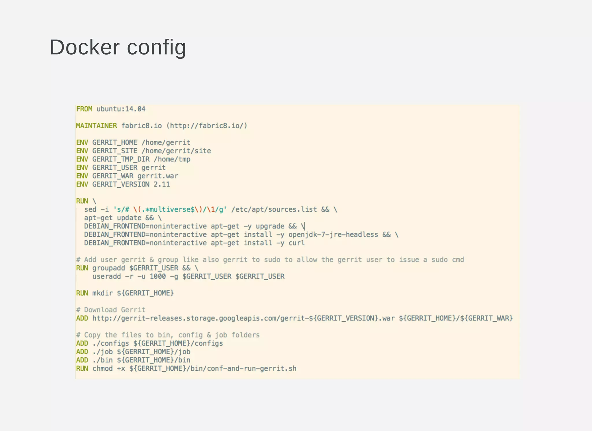 Docker config
 