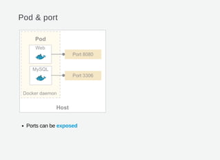 Pod & port
Ports can be exposed
 