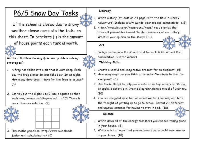 Snow day homework image