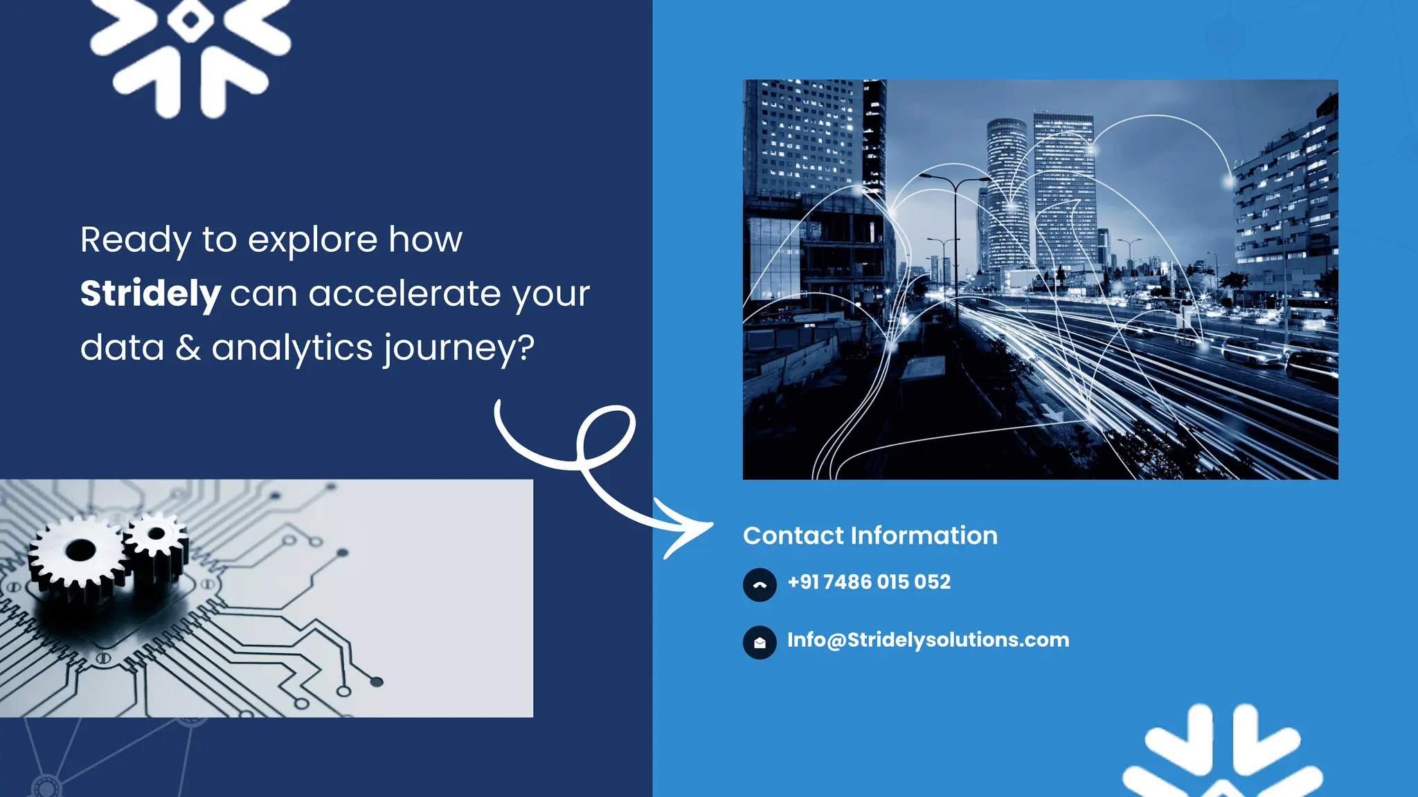 Ready to explore how
Stridely can accelerate your
data & analytics journey?
Contact Information
+91 7486 015 052
Info@Stridelysolutions.com
 