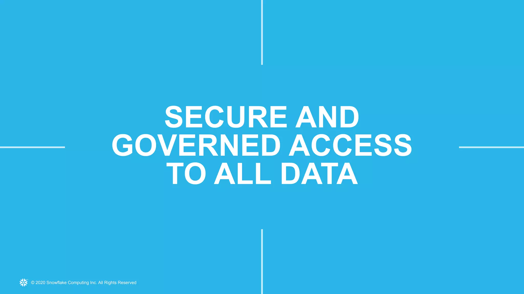 © 2020 Snowflake Computing Inc. All Rights Reserved© 2020 Snowflake Computing Inc. All Rights Reserved
SECURE AND
GOVERNED ACCESS
TO ALL DATA
 