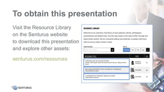 3
To obtain this presentation
Visit the Resource Library
on the Senturus website
to download this presentation
and explore other assets:
senturus.com/resources
3
 
