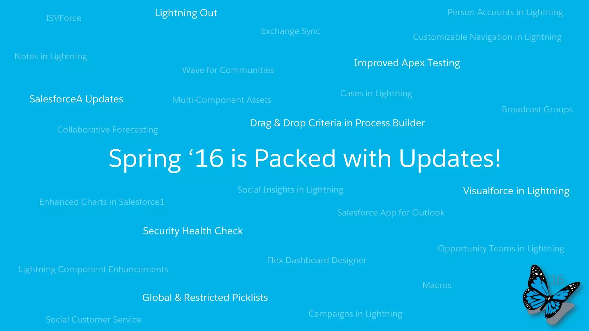 •  40,000+ Idea Exchange points
•  Reuse a single list of values for multiple
custom picklist ﬁelds
•  Manage a recurring picklist in one place
•  Keep picklist data clean - users can’t add
erroneous or redundant values
•  Restrict ability to create values
​ Global (Pilot) & Restricted (Beta) Picklists
Admins
 