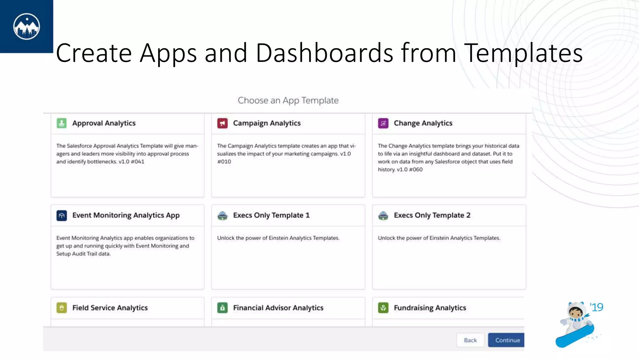 Create Apps and Dashboards from Templates
 