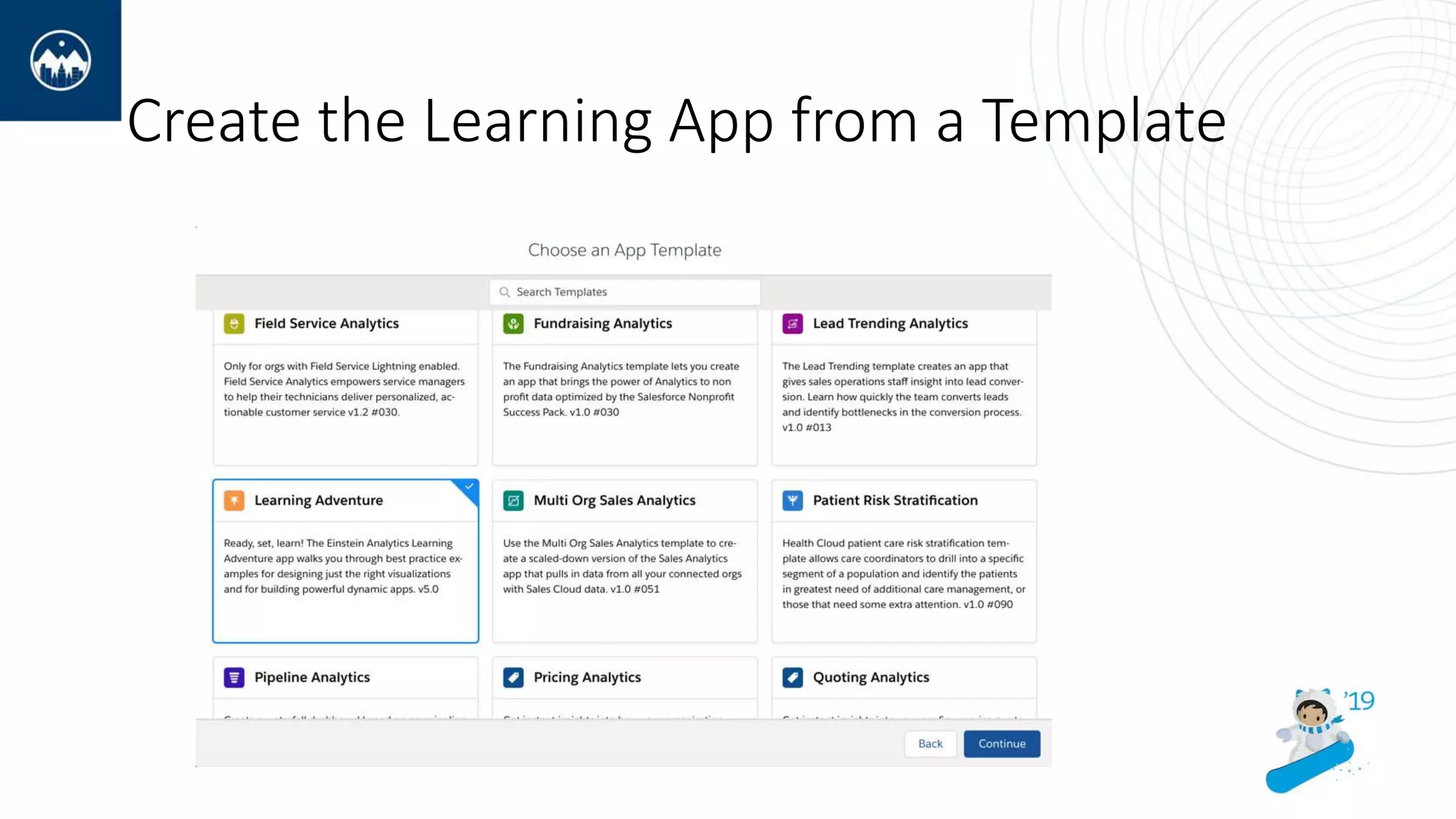 Create the Learning App from a Template
 
