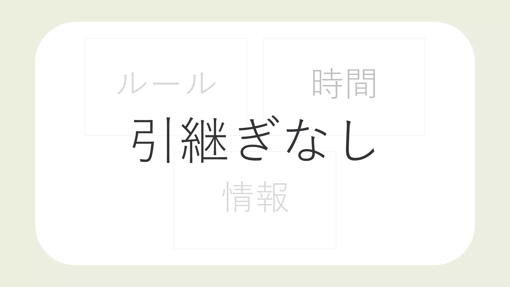 ルール 時間
情報
引継ぎなし
 