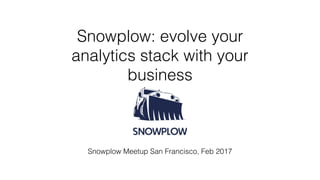 Snowplow: evolve your
analytics stack with your
business
Snowplow Meetup San Francisco, Feb 2017
 