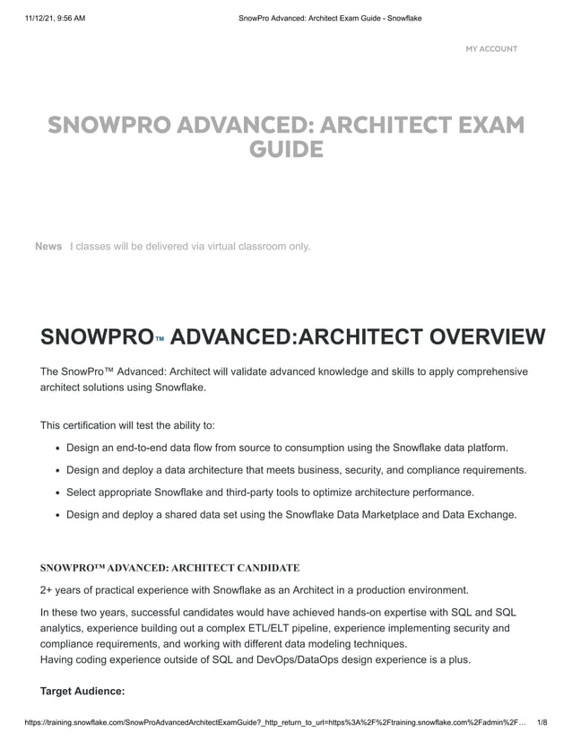 Snow pro advanced architect exam guide snowflake PDF