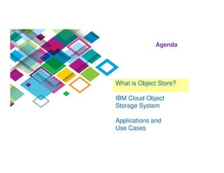What is Object Store?
IBM Cloud Object
Storage System
Applications and
Use Cases
Agenda
 