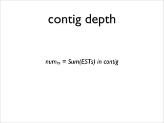 contig depth


numes = Sum(ESTs) in contig
 