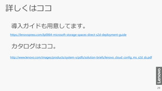 https://lenovopress.com/lp0064-microsoft-storage-spaces-direct-s2d-deployment-guide
http://www.lenovo.com/images/products/system-x/pdfs/solution-briefs/lenovo_cloud_config_ms_s2d_sb.pdf
 