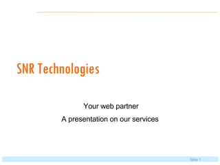 SNR Technologies Your web partner A presentation on our services 