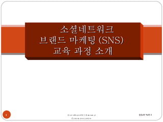 03/14/11 CopyRight(C) DreamJ Communication 소셜네트워크 브랜드 마케팅 (SNS)  교육 과정 소개 