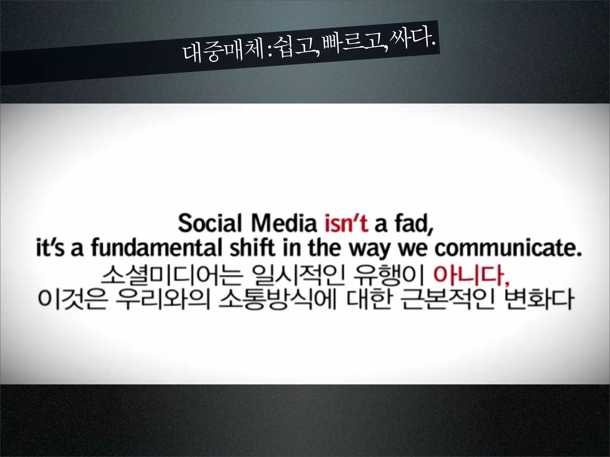 대중매체:쉽고,빠르고,싸다.
 