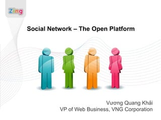 Social Network – The Open Platform VươngQuangKhải VP of Web Business, VNG Corporation 