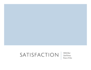 SATISFACTION
SNS Diet
Usefulness
Ease of Use
 
