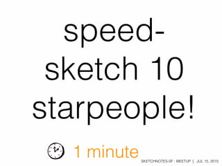 SKETCHNOTES-SF : MEETUP | JUL 15, 2015
speed-
sketch 10
starpeople!
1 minute
 