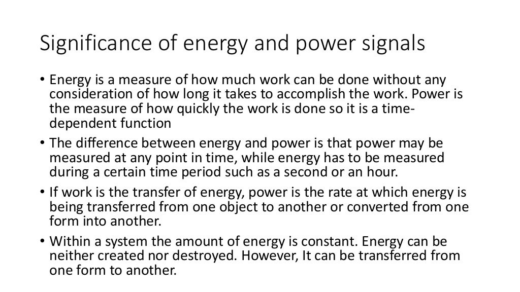 Signals and Systems Energy and Power Signals