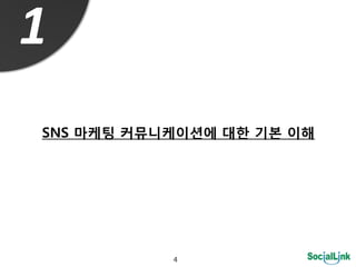 1
SNS 마케팅 커뮤니케이션에 대한 기본 이해




           4
 
