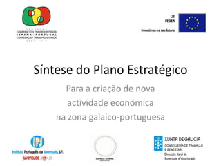 Síntese do Plano Estratégico Para a criação de nova  actividade económica  na zona galaico-portuguesa 