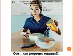 Clique para editar os estilos do texto mestre
     Segundo nível
     Loira distraída...
            ● Terceiro nível
                    ● Quarto nível
                            ● Quinto nível
 