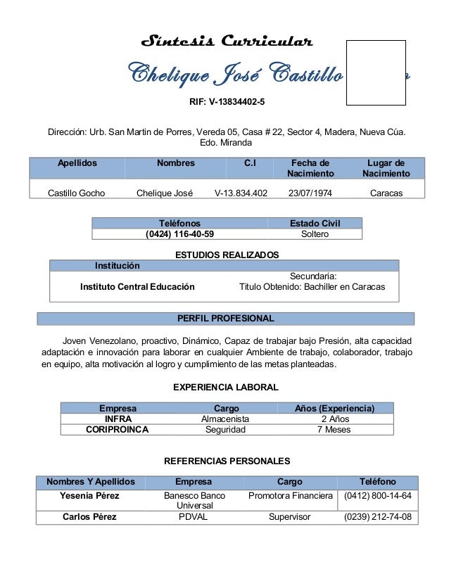 formatos de resumen curricular