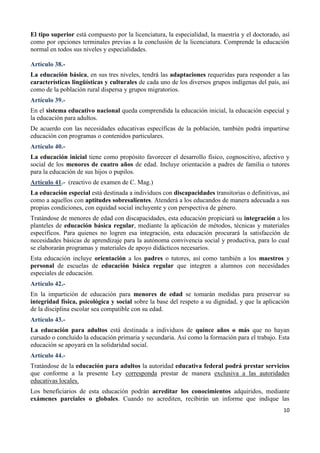 Síntesis ley general de educaciòn | DOCX