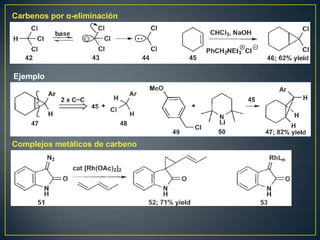 Carbenos por α-eliminación




Ejemplo




Complejos metálicos de carbeno
 