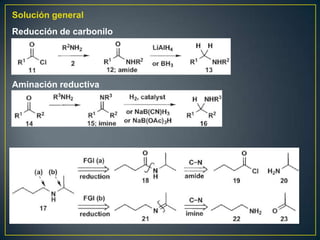 Solución general
Reducción de carbonilo




Aminación reductiva
 