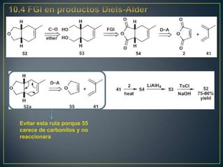 Evitar esta ruta porque 55
carece de carbonilos y no
reaccionara
 