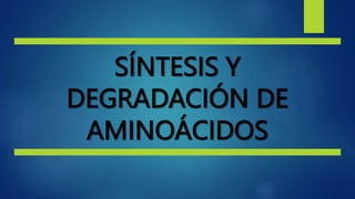 SÍNTESIS Y
DEGRADACIÓN DE
AMINOÁCIDOS
 