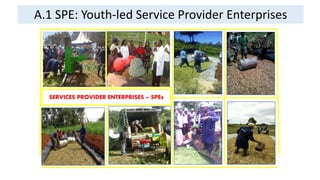 SERVICES PROVIDER ENTERPRISES – SPEs
A.1 SPE: Youth-led Service Provider Enterprises
 