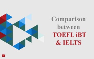 1
Comparison
between
TOEFL iBT
& IELTS
 