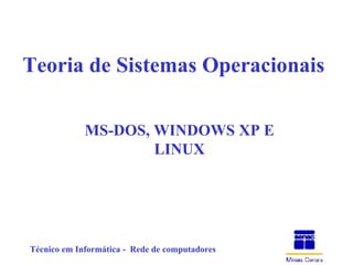 Teoria de Sistemas Operacionais MS-DOS, WINDOWS XP E LINUX 
