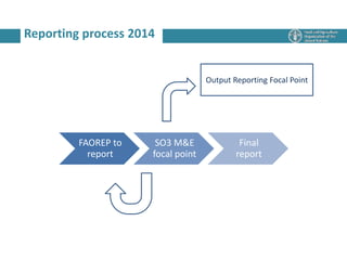 Reporting process 2014
FAOREP to
report
SO3 M&E
focal point
Final
report
Output Reporting Focal Point
 