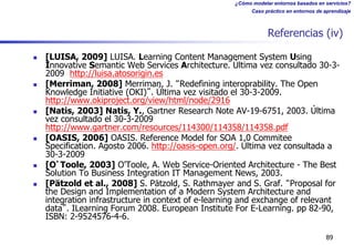 ¿Cómo modelar entornos basados en servicios?
Caso práctico en entornos de aprendizaje
Referencias (iv)
n [LUISA, 2009] LUI...