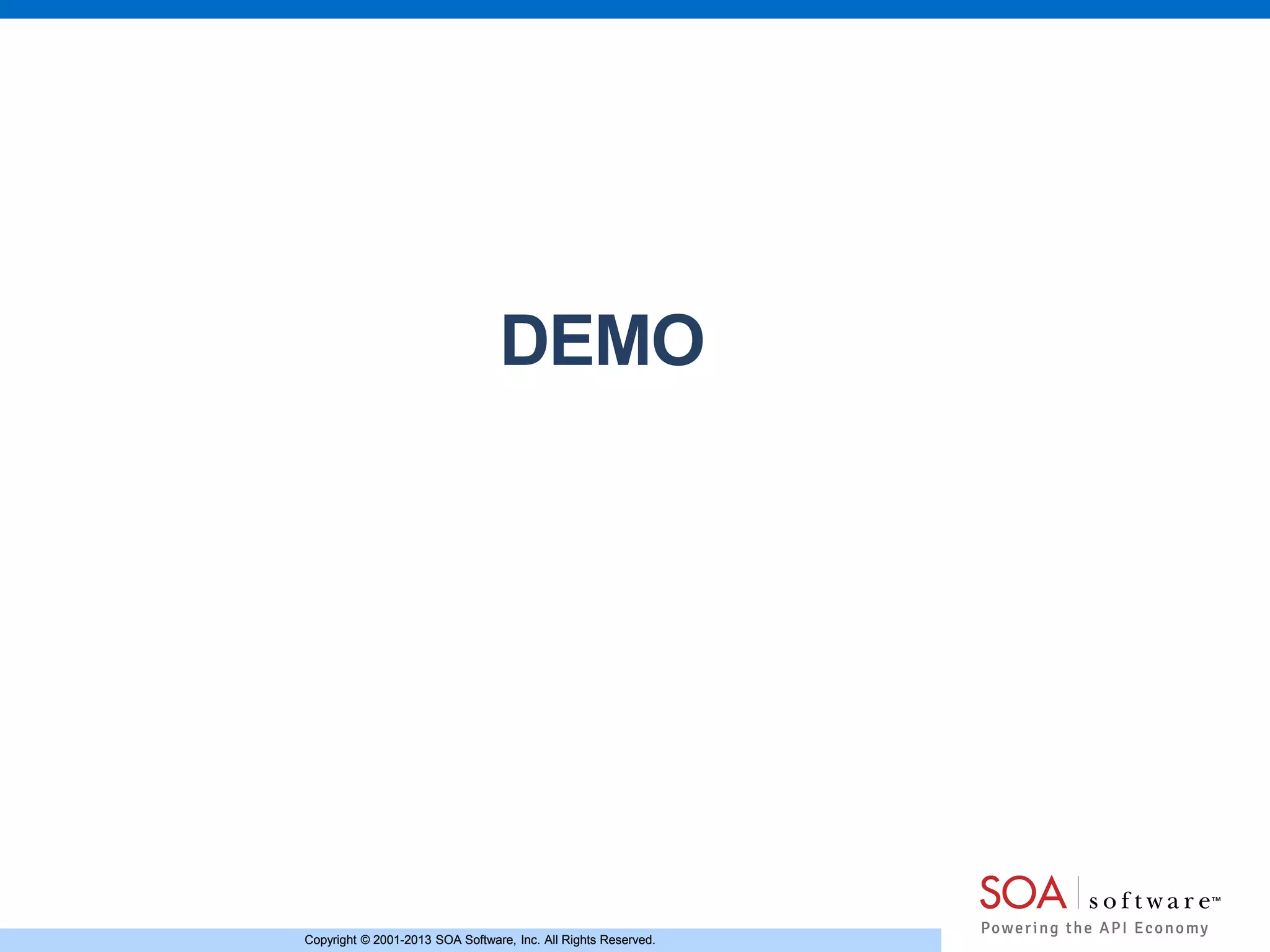 Copyright © 2001-2013 SOA Software, Inc. All Rights Reserved.Copyright © 2001-2013 SOA Software, Inc. All Rights Reserved.
DEMO
 