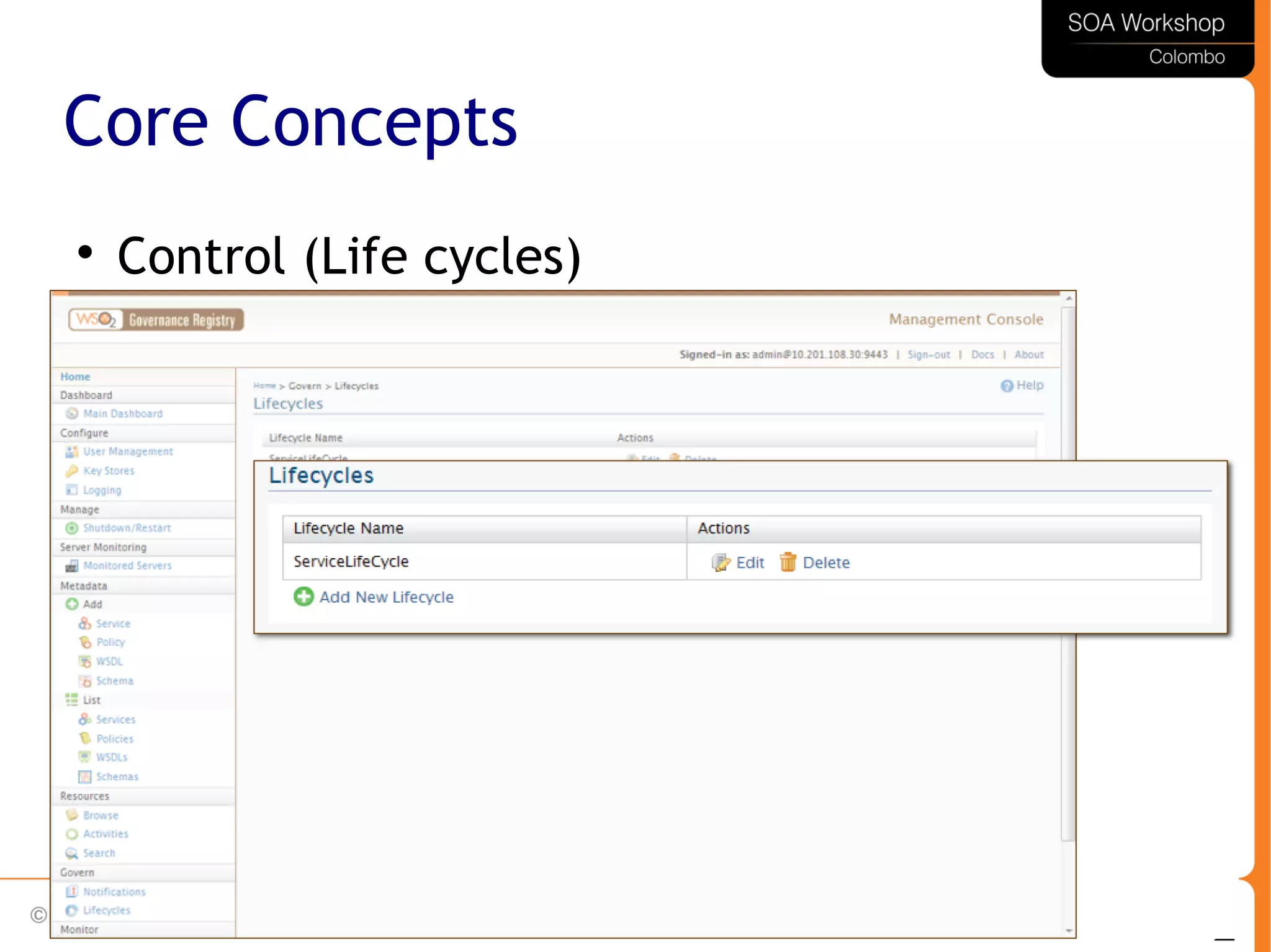 58
Core Concepts

Control (Life cycles)
 