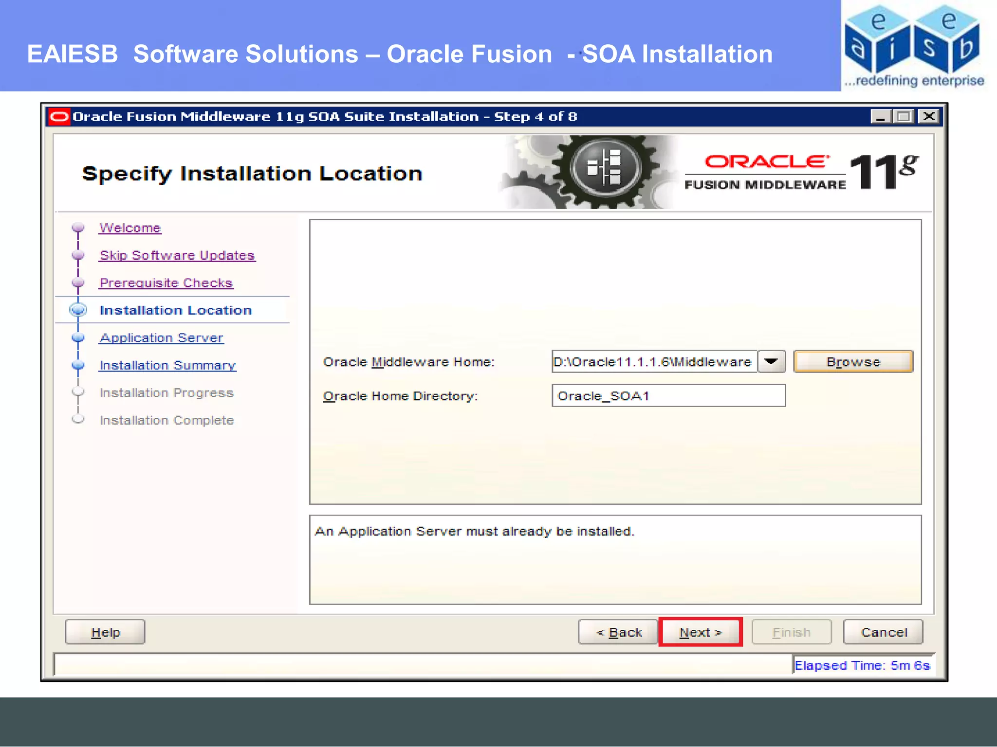 EAIESB Software Solutions – Oracle Fusion - SOA Installation