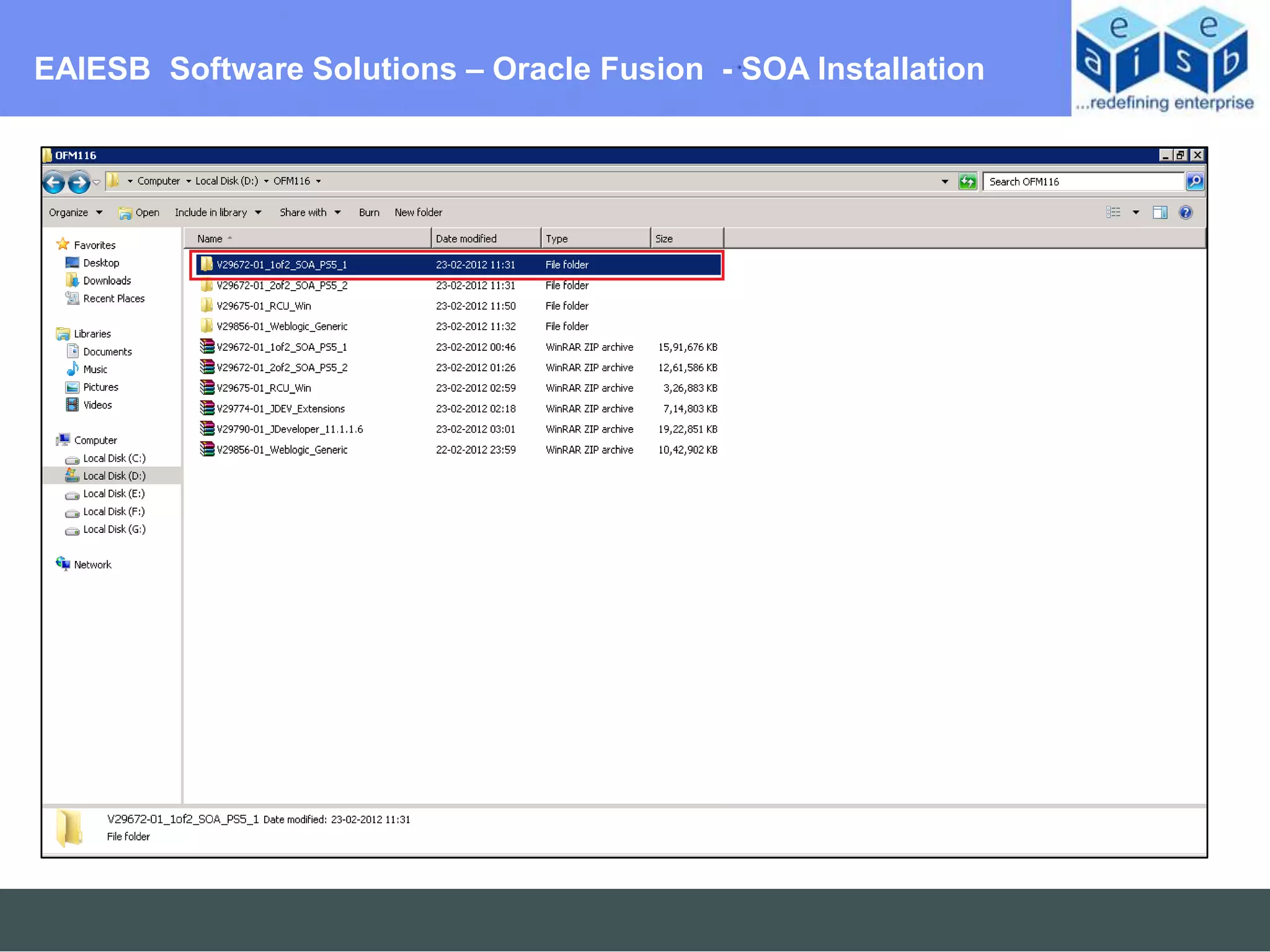 EAIESB Software Solutions – Oracle Fusion - SOA Installation