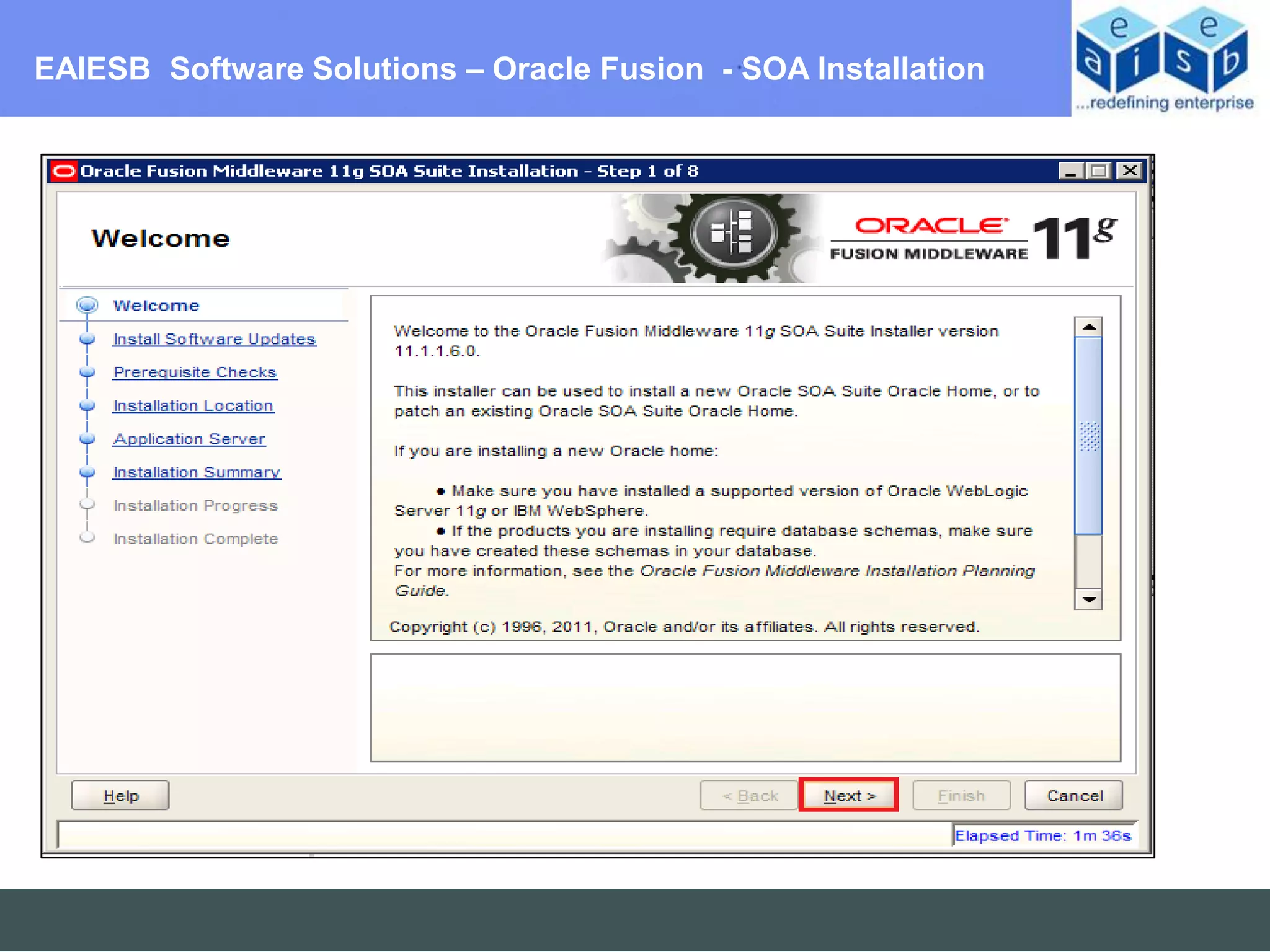 EAIESB Software Solutions – Oracle Fusion - SOA Installation