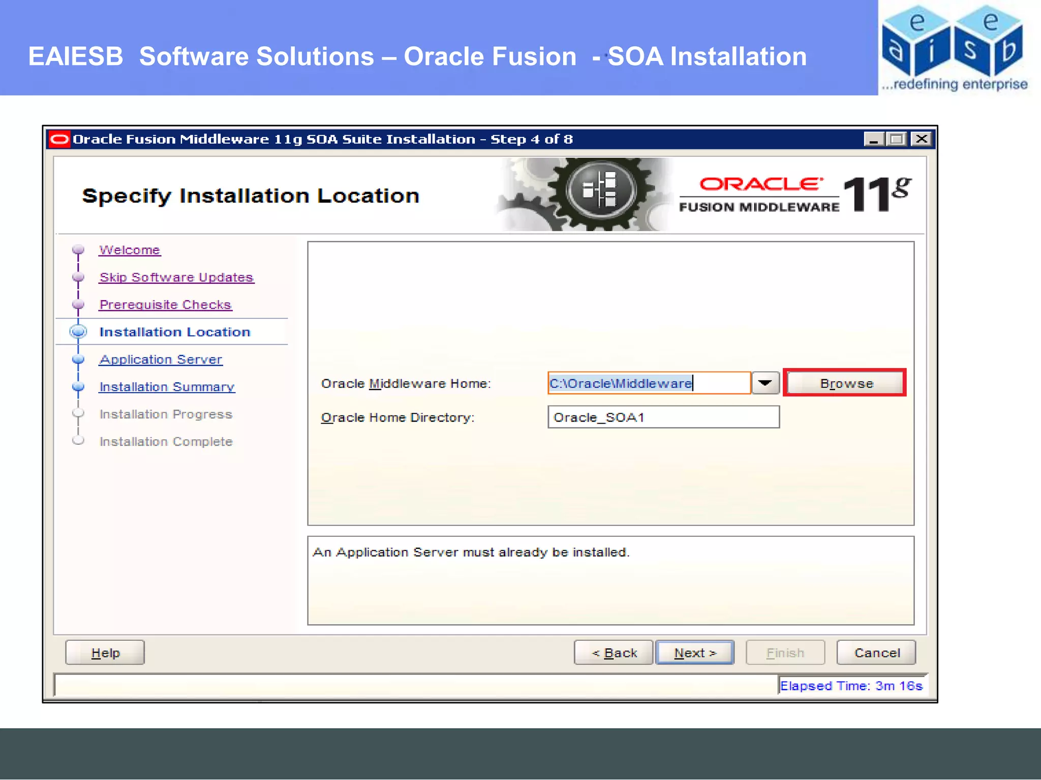 EAIESB Software Solutions – Oracle Fusion - SOA Installation