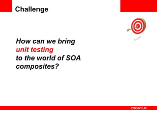 How can we bring
unit testing
to the world of SOA
composites?
Challenge
 