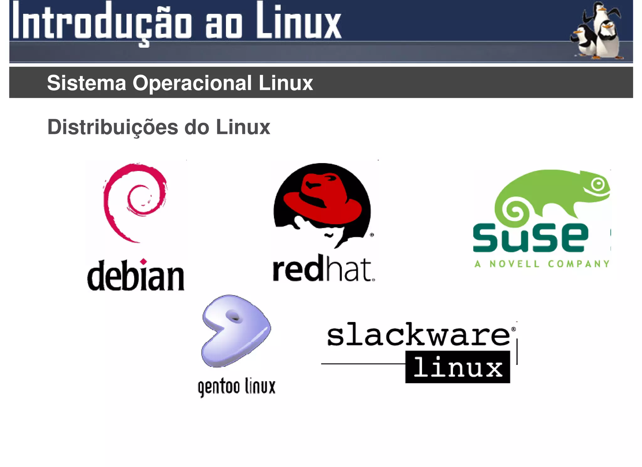 Sistema Operacional Linux

Distribuições do Linux
 