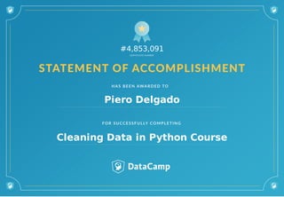 #4,853,091
Piero Delgado
Cleaning Data in Python Course
 
