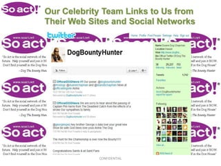 Our Celebrity Team Links to Us from
Their Web Sites and Social Networks




            CONFIDENTIAL
 
