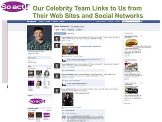 Our Celebrity Team Links to Us from
Their Web Sites and Social Networks




            CONFIDENTIAL
 