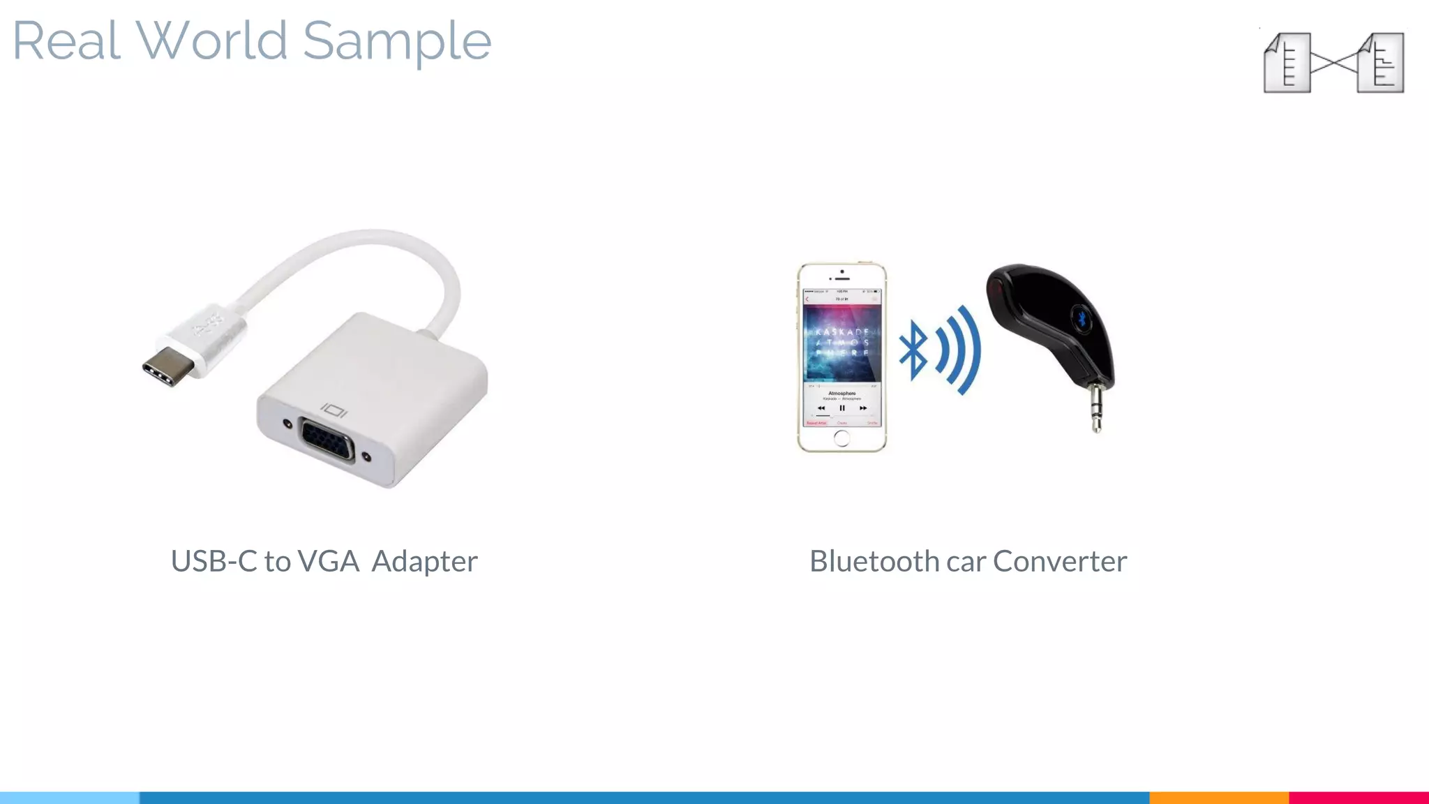 Real World Sample
USB-C to VGA Adapter Bluetooth car Converter
 