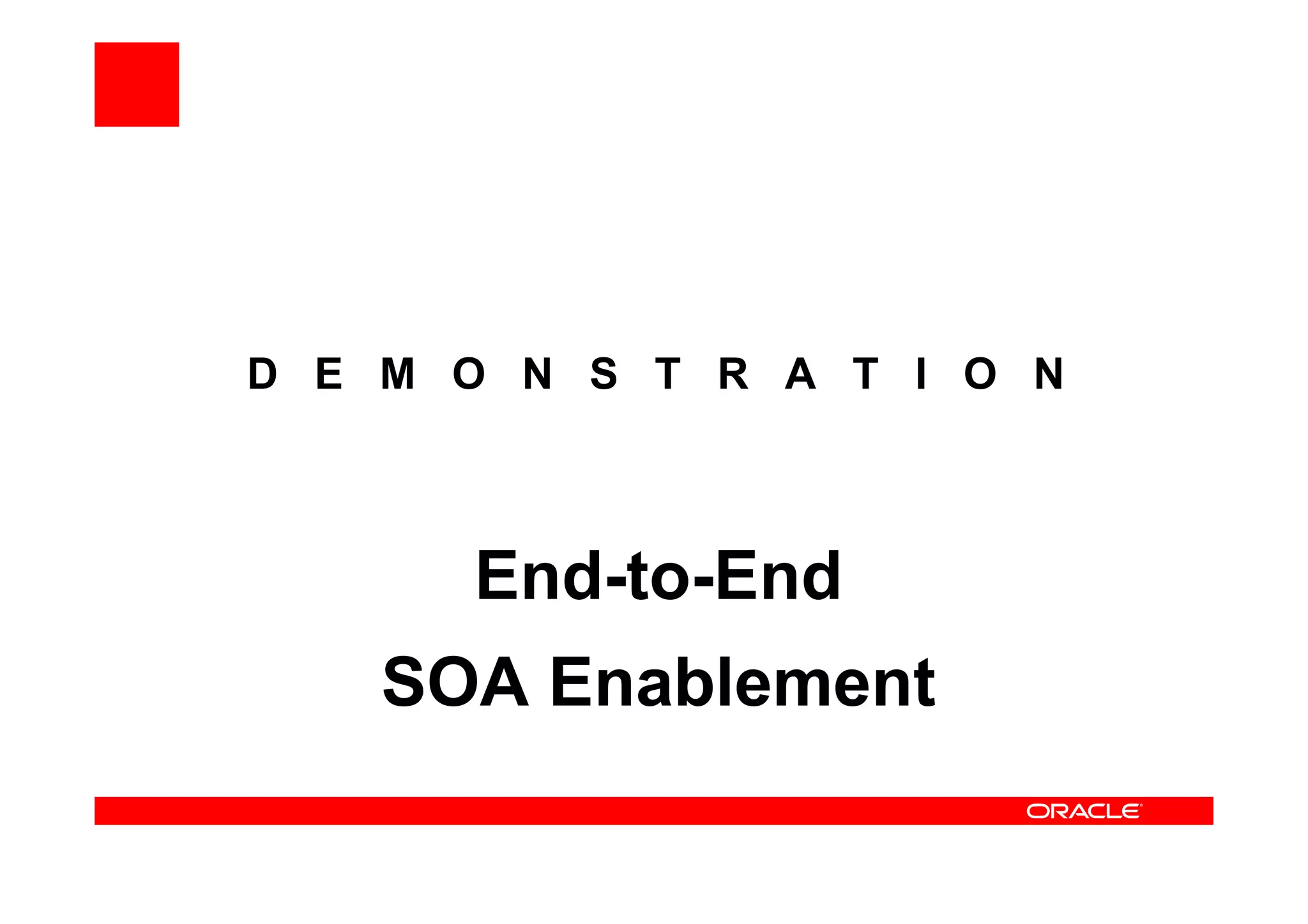 D E M O N S T R A T I O N
End-to-End
SOA Enablement
 